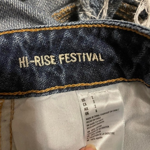 American Eagle Outfitters Dark Blue Distressed Jean Shorts - Picture 2 of 4